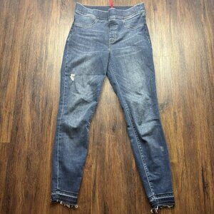Spanx Pull On Skinny Ankle Jeans Medium Wash Distressed Women’s Size Medium